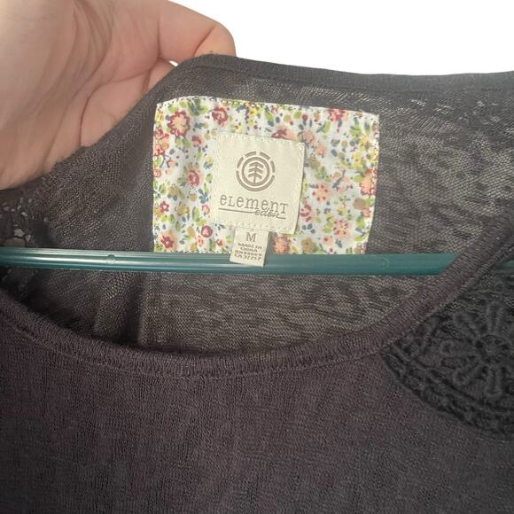 Element Women's‎ Size Medium Black Crochet Semi Sheer Long Sleeve Shirt - Picture 3 of 7